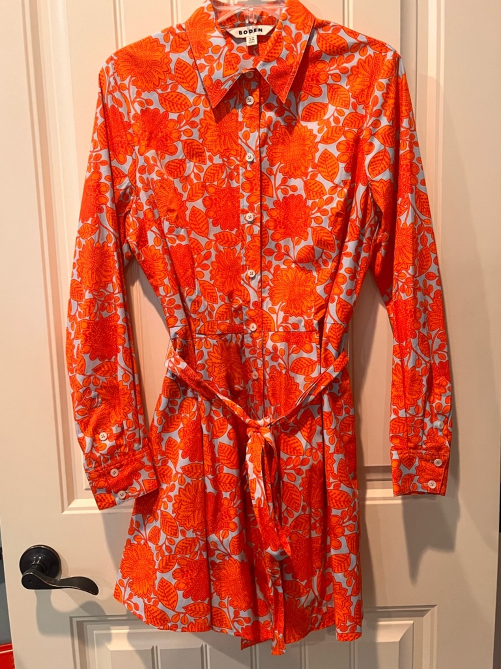 Boden Dress Size 10 Pockets Floral Shirtdress Spring Easter LW A-Line Preppy
